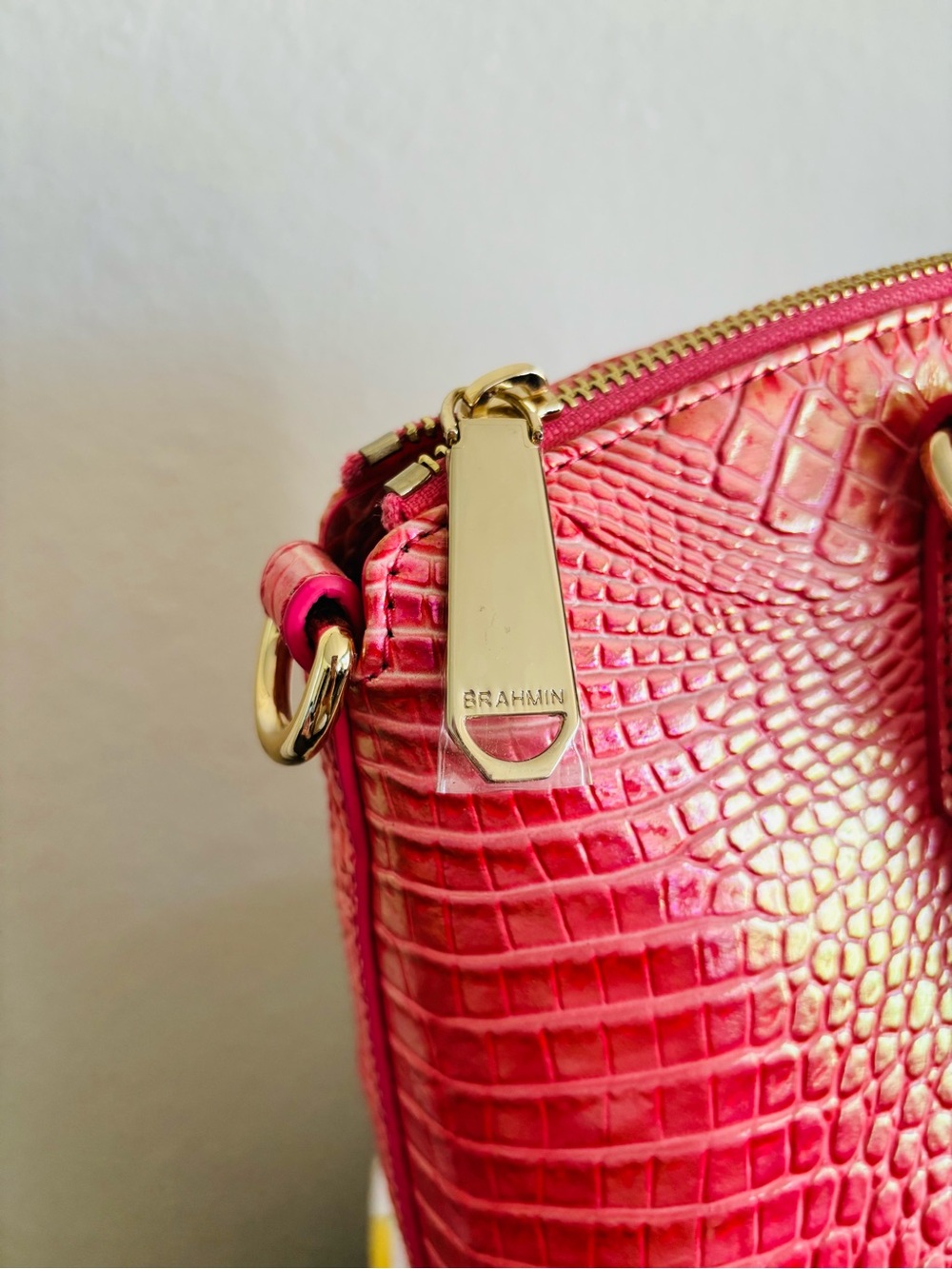 NWT Brahmin Duxbury Satchel Pink Punch Melbourne Leather - Picture 6 of 10